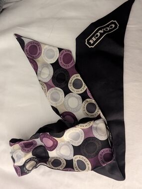 Coach 100% Silk Logo Circle Print Scarf